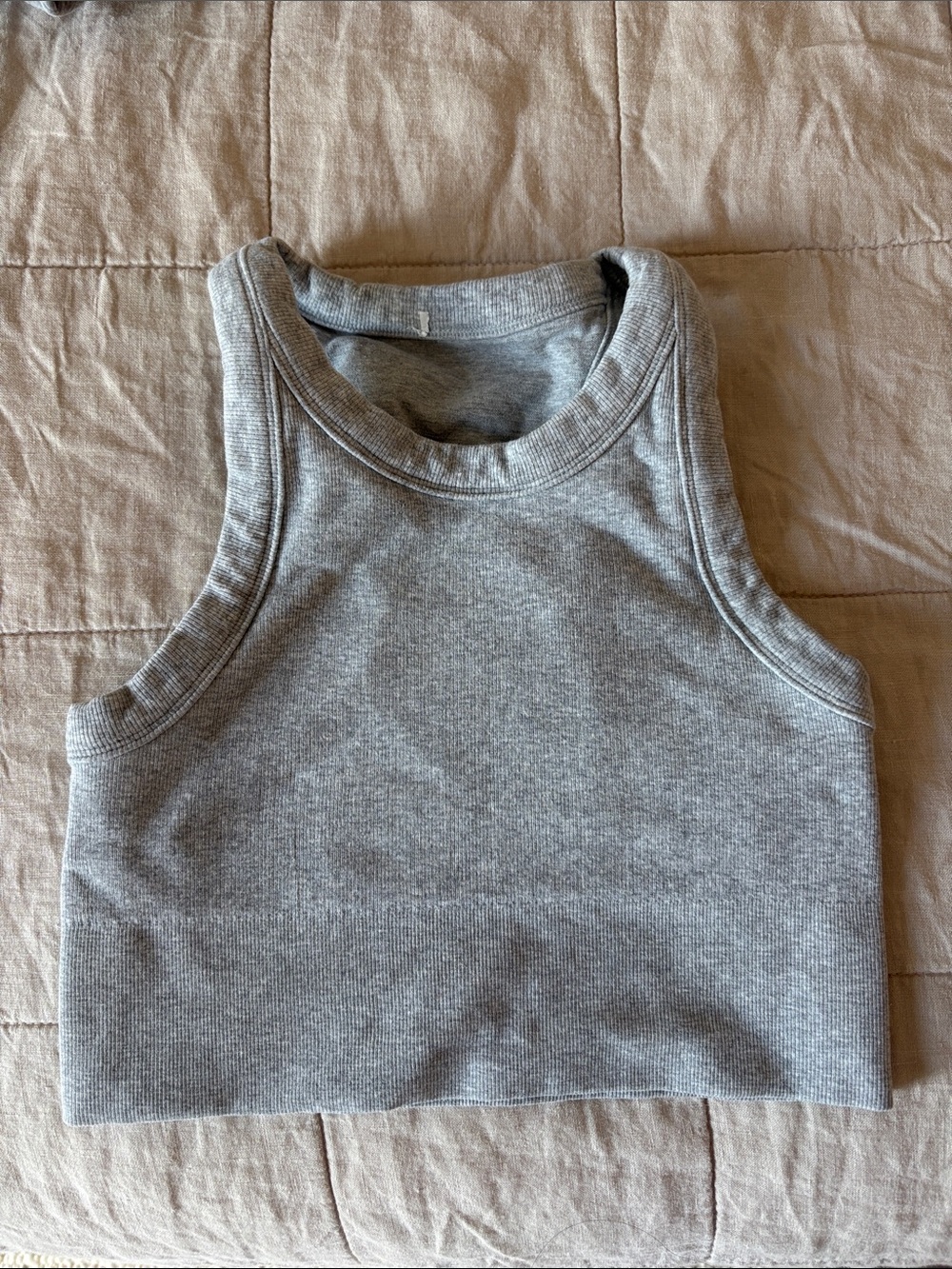 Alo Gray Ribbed Crop Tank Top - Women
